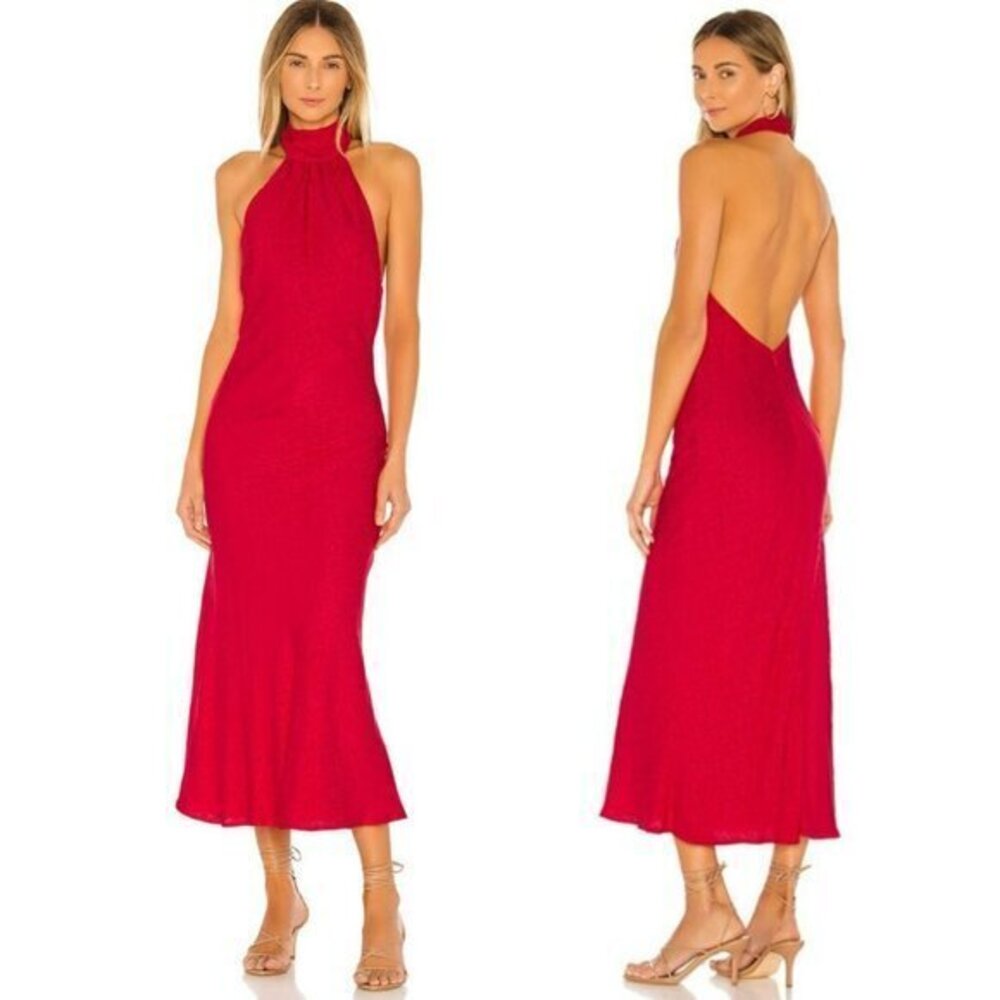 Lovers and Friends Corey Midi Dress in Leopard Red